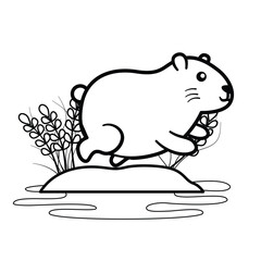 CUTE JUMPING CAPYBARA COLORING BOOK VECTOR