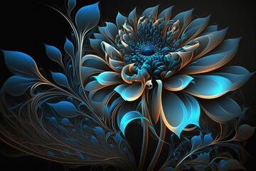 Abstract Blue Flower made with Generative AI