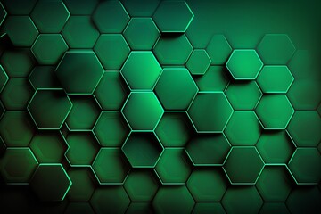 Abstract green Background with Hexagons made with Generative AI