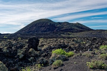 vulcanic landscape in the mountains of Lanzarote