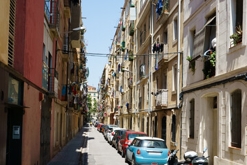 Narrow street in Barcelona, Spain
