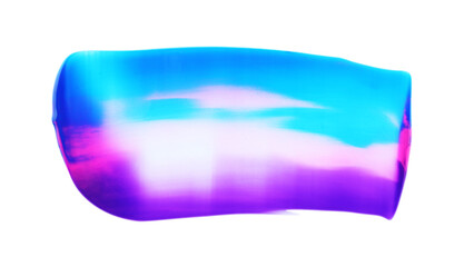 Purple and blue paint samples on white background, top view