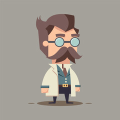 Doctor character art. Illustration for web design on color background. Vector art on flat style. Man doctor character design. 
