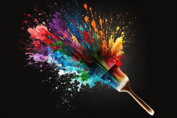 Paintbrush Drawing A Bright Multicolored made with Generative AI