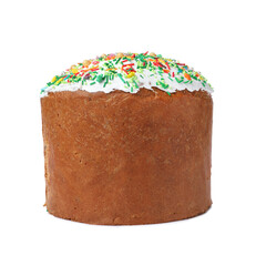 Traditional Easter cake with sprinkles isolated on white