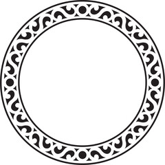Vector Yakut round monochrome frame. Ornamental circle of the northern peoples of the tundra Suitable for sandblast, laser and plotter cutting..