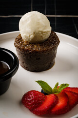 cream with chocolate sauce