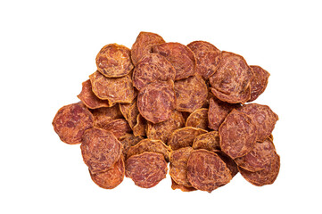 Dried Beef and pork meat Jerky.  Isolated, transparent background.