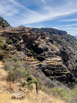 Village situated on the Said Plateau, Jabal al Akhdar, Oman.
