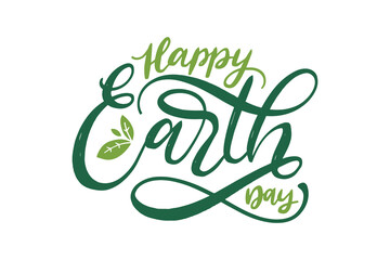 Happy Earth Day hand lettering in vector