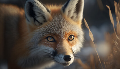 Fototapeta premium Closeup of a Red Fox Generative AI