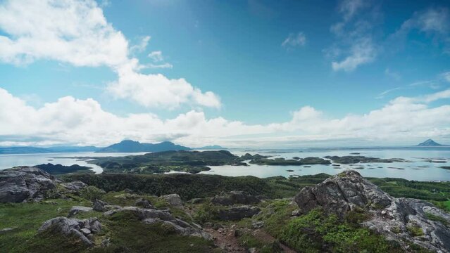 Panoramic View Of Nature Landscape At National Parks Near Lur&oslash;yfjellet Mountain In Norway. Wide Shot