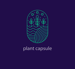 Nature plant capsule logo. Ecology healthy plant. Company logo template. vector