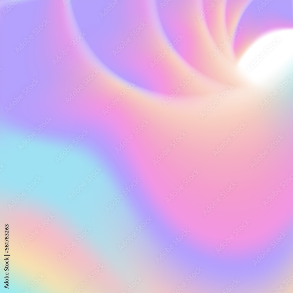 Poster 3d unfocused shape made of brurred gradient texture. holograhic color mix. fluid swirl mesh backdrop