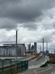 City views with landmarks and buildings in Manchester city centre. 