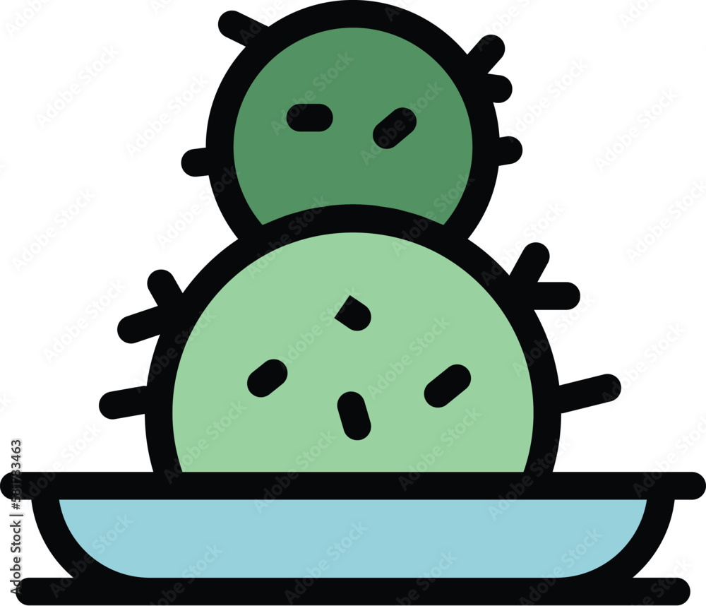 Poster cactus pot icon. outline cactus pot vector icon for web design isolated on white background color fl