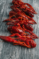 some cooked crayfish on a gray table