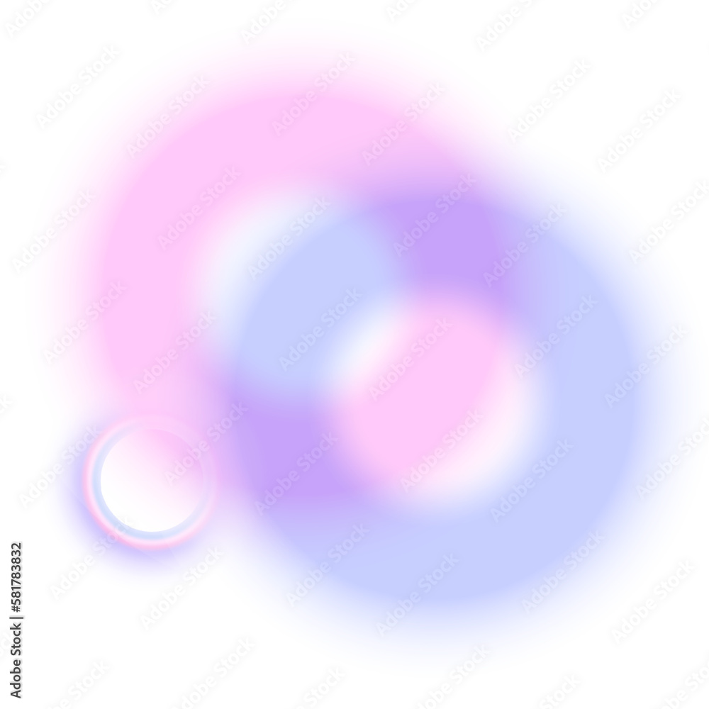 Poster holographic color distorted gradient rings composition isolated on transparent background. vector li