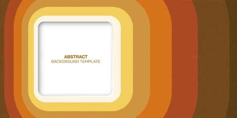 Retro groovy background with square frame paper cut style at left area. Abstract colourful square shapes design.
