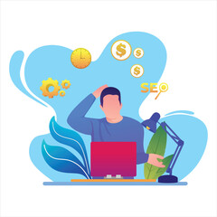 Digital marketing flat design, Market design vector