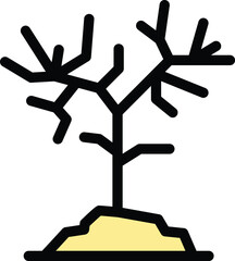 Dry tree icon. Outline Dry tree vector icon for web design isolated on white background color flat