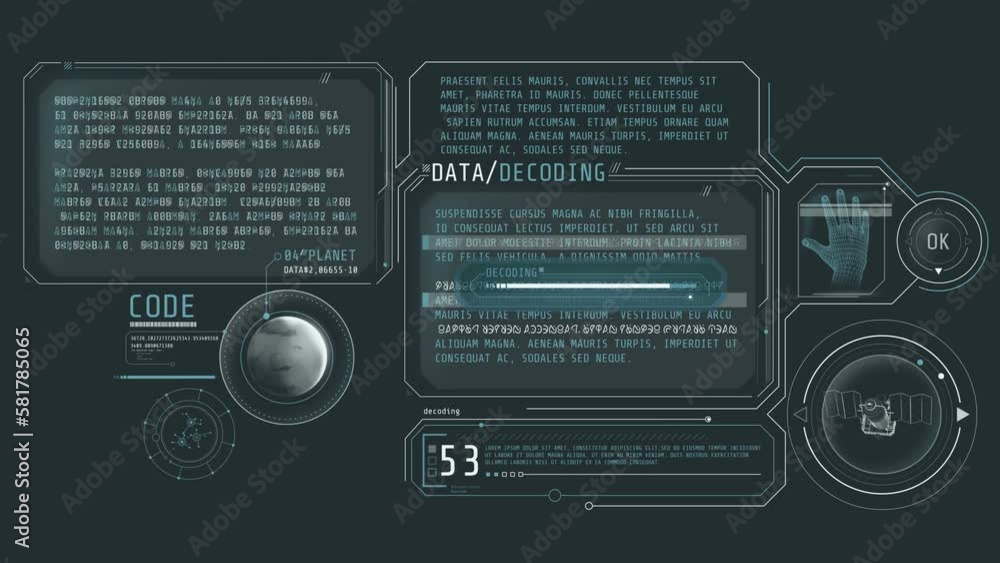 Aufkleber animated infographics on the theme of data decoding.