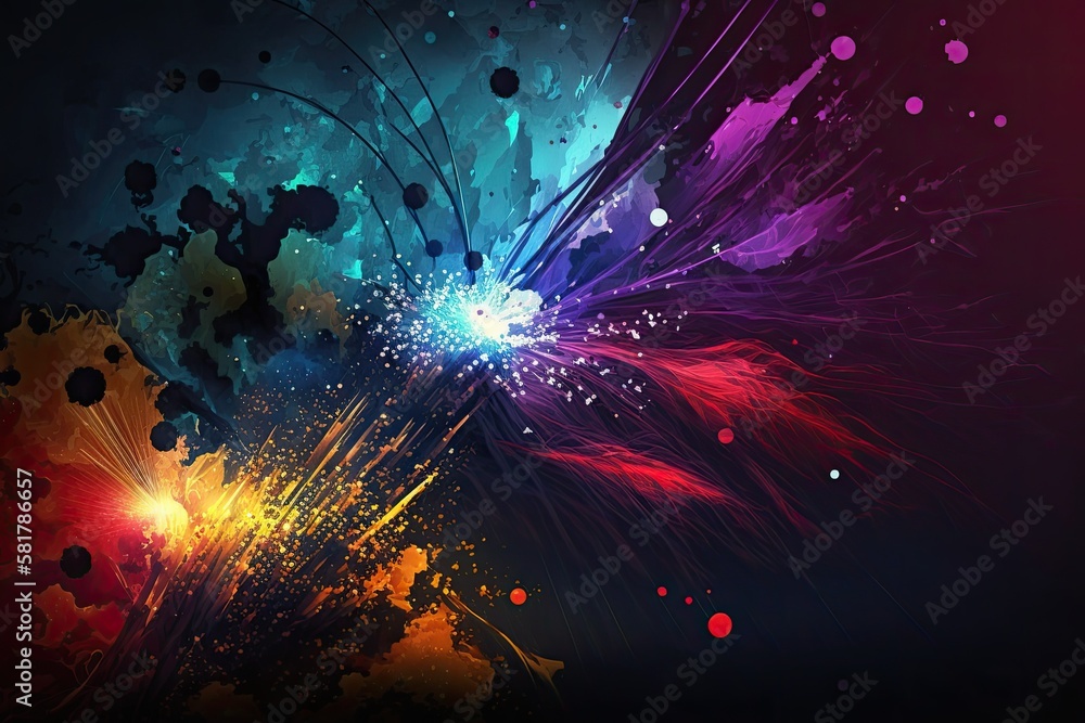 Poster Lights and fireworks in abstract colors. Generative AI