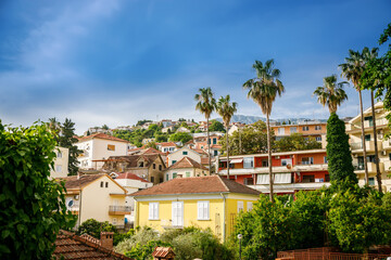 Fototapeta na wymiar View of the Herceg Novi outskirts with small residential houses