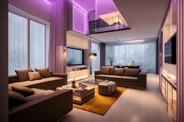 Fototapeta premium interior design luxury modern house, generative art by A.I