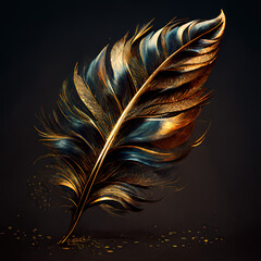 Gold Plume with Soft Blue Color 