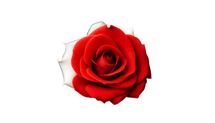Red and white rose isolated white background png. Ai generated