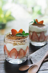 Delicious strawberry Portuguese Sawdust pudding