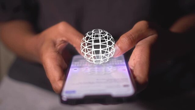 Woman using phone for online connection payment and mobile internet access shopping texting, High speed communication technology with world wide web, internet Metaverse 4k