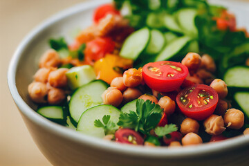Chickpea salad with vegetables created with Generative AI technology