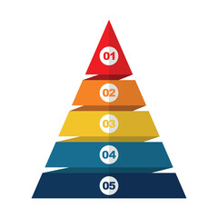 Pyramid Infographic, funnel pyramid business infographic with 5 charts. Template can be edited, recolored, editable. EPS Vector	