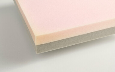 Mattress bed sponge section on the isolated white background.