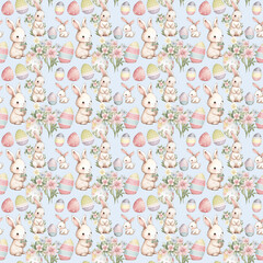 Happy Easter Bunny Seamless Patterns