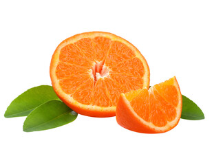 Naklejka na ściany i meble tangerine or mandarin fruit with leaves isolated transparent png