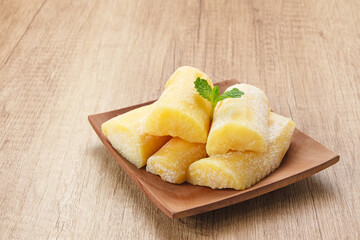 Cassava Tape (Tape Singkong), Indonesian traditional food, made from cassava with fermentation. 
