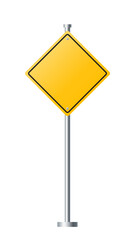 Empty yellow road traffic signs on white background. illustration vector