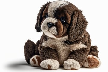 adorable puppy toy image on white. Generative AI