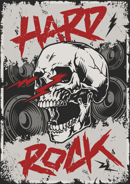 Hard rock vintage monochrome poster