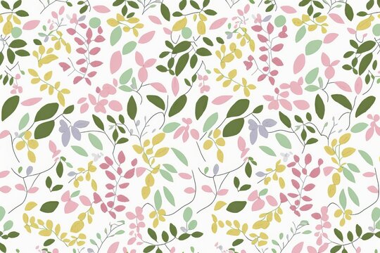Hand-drawn pattern of simple whimsical flowers (Ai generated)