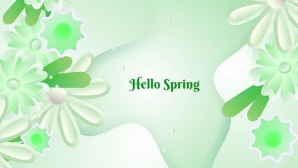 Gradient light green spring floral with flowers season
