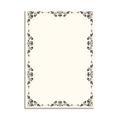 Rectangular frame with vines and leaves for decorative design of book pages, diplomas and certificates in A4 format. Minimalistic vector isolated on white background