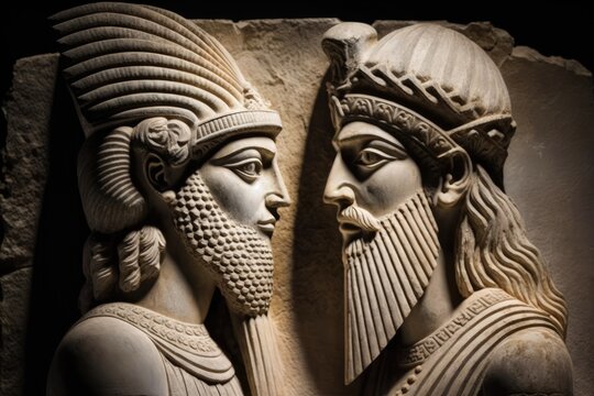 Ancient Mesopotamian sculpture from Babylonia and Assyria. Generative AI