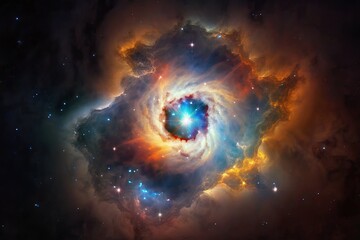 Obraz premium Nebula with bright star in galaxy (Ai generated)