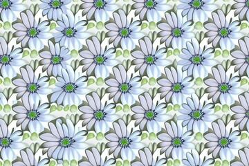 Fototapeta premium Daisy painting, Pattern of stylized daisies full background (Ai generated)