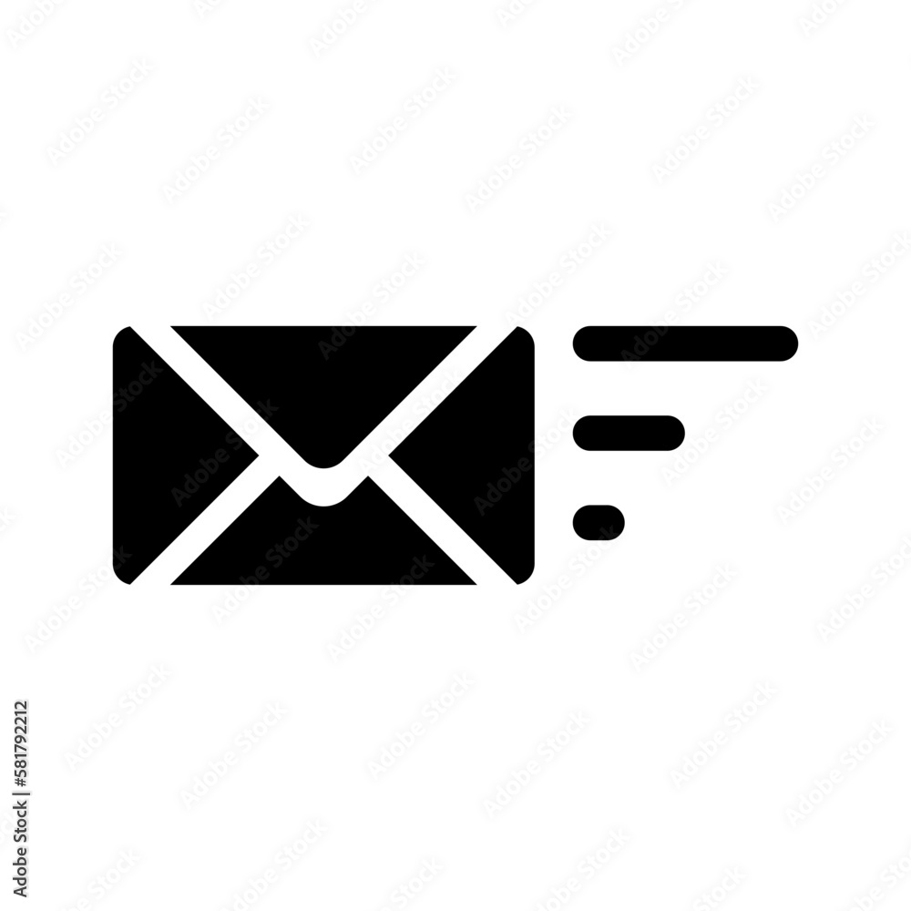 Poster sending email message icon in solid black trendy design style. editable graphic resources for many p