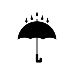 Umbrella icon with rain drop in solid black trendy design style. Editable graphic resources for many purposes.